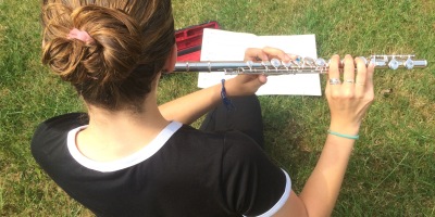 Young person flute lesson